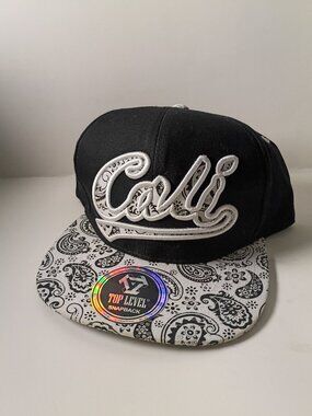 NEW Men's Cali Black & White Top Level Snapback Hat